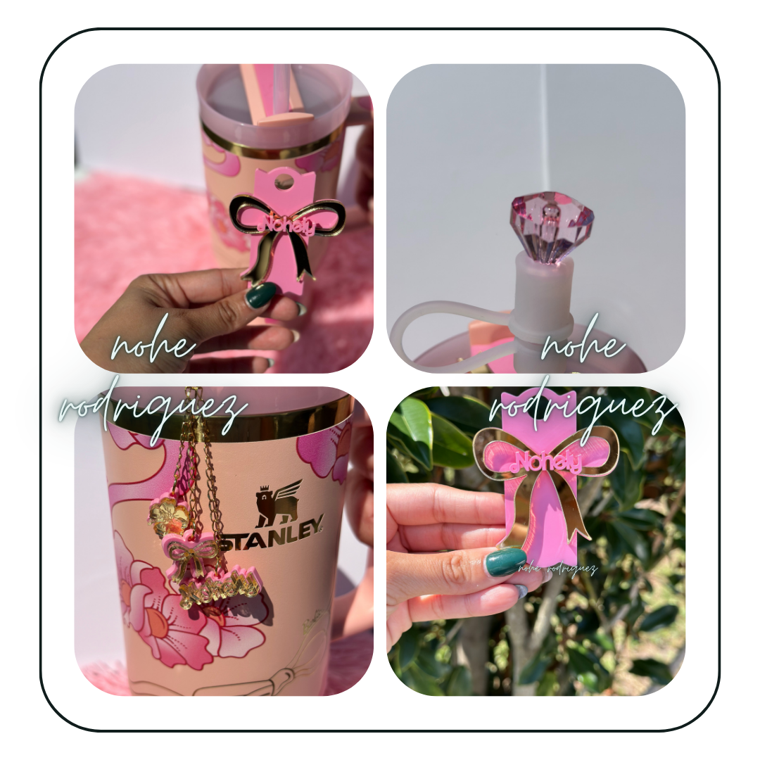 Peach and Cream Barbie |Stanley inspired Topper and Charm set