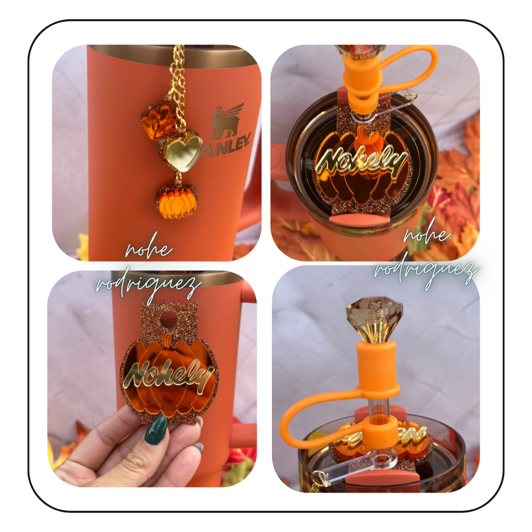 Pumpkin Fall Stanley Topper Halloween Name Tumbler Topper Spooky Season Topper Plate Autumn Fall topper Name Plate Personalized Pumpkin