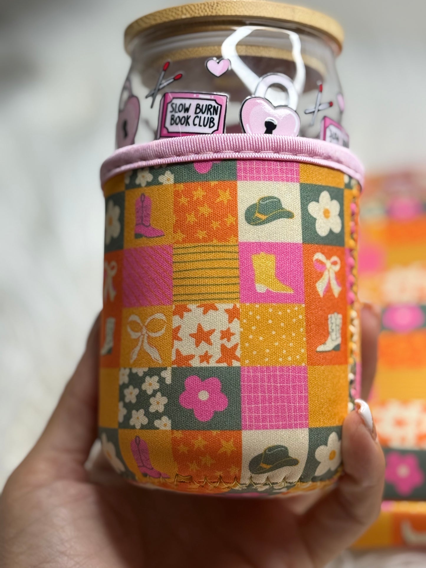 π€ Western Cowgirl Coffee Cozy β 16-18oz Reusable Sleeve for Hot & Iced Drinks