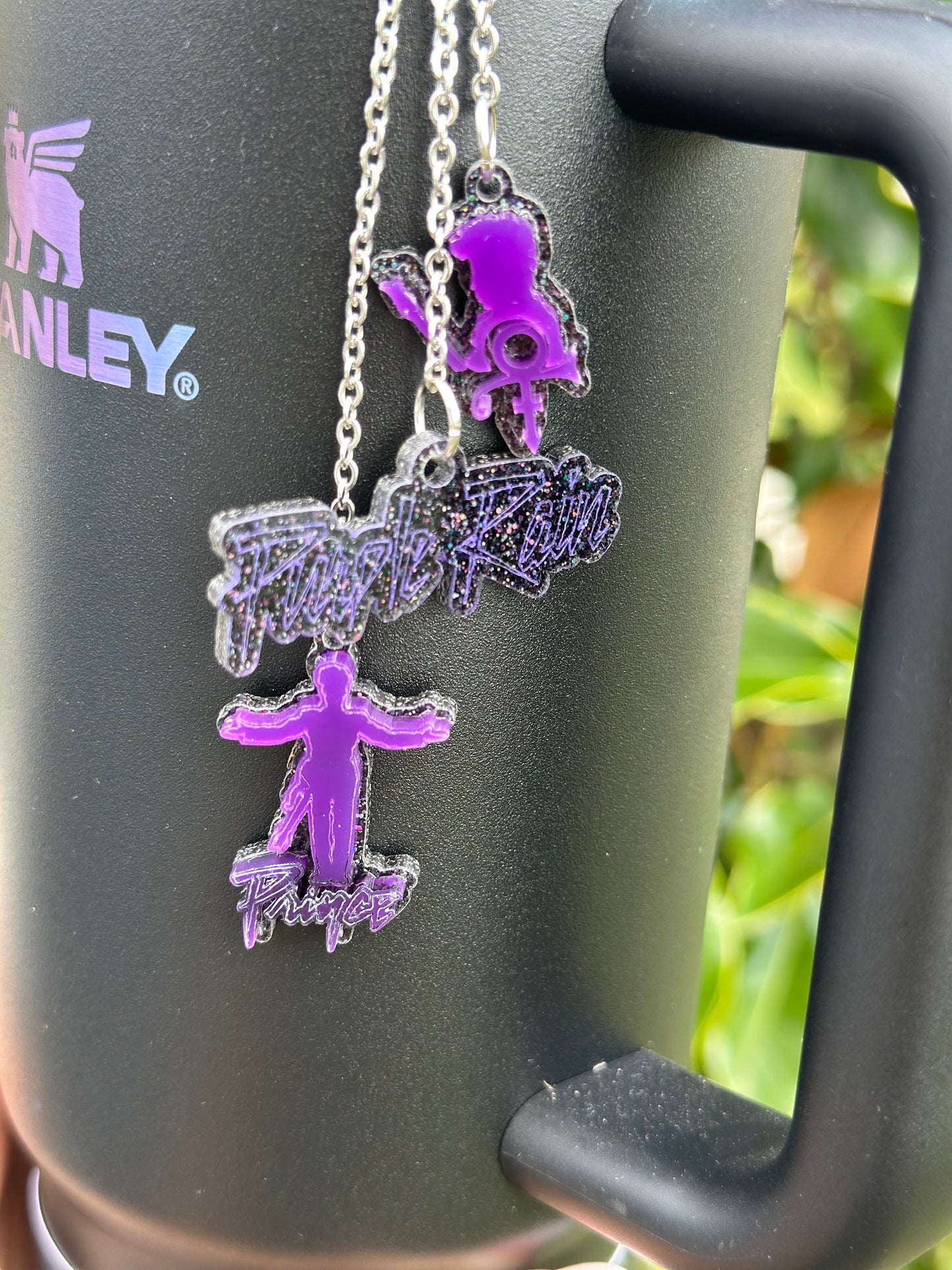 Purple & black Love symbol name plate and charms set tumbler name plate Tumbler Stanley Name plate, tumbler cup topper tumbler Accessories
