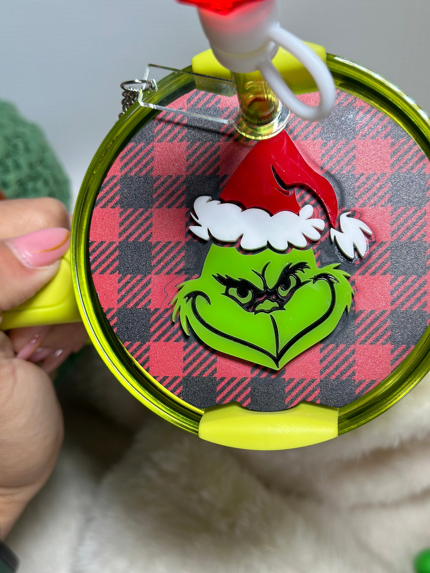 Pink Christmas Green Monster Tumbler Accessory separate or set