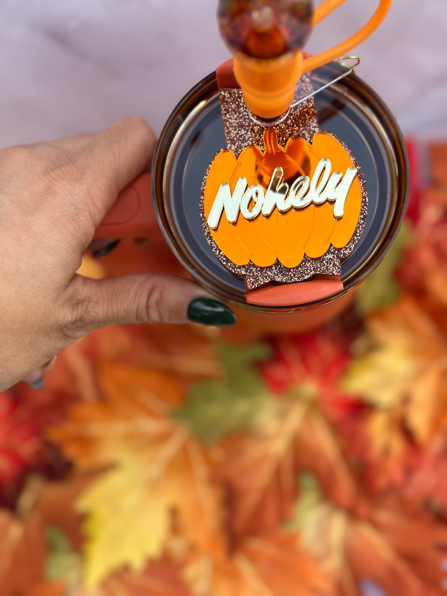 Pumpkin Fall Stanley Topper Halloween Name Tumbler Topper Spooky Season Topper Plate Autumn Fall topper Name Plate Personalized Pumpkin