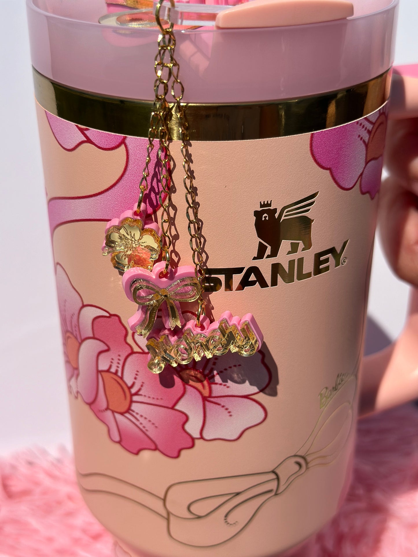 Peach and Cream Barbie |Stanley inspired Topper and Charm set