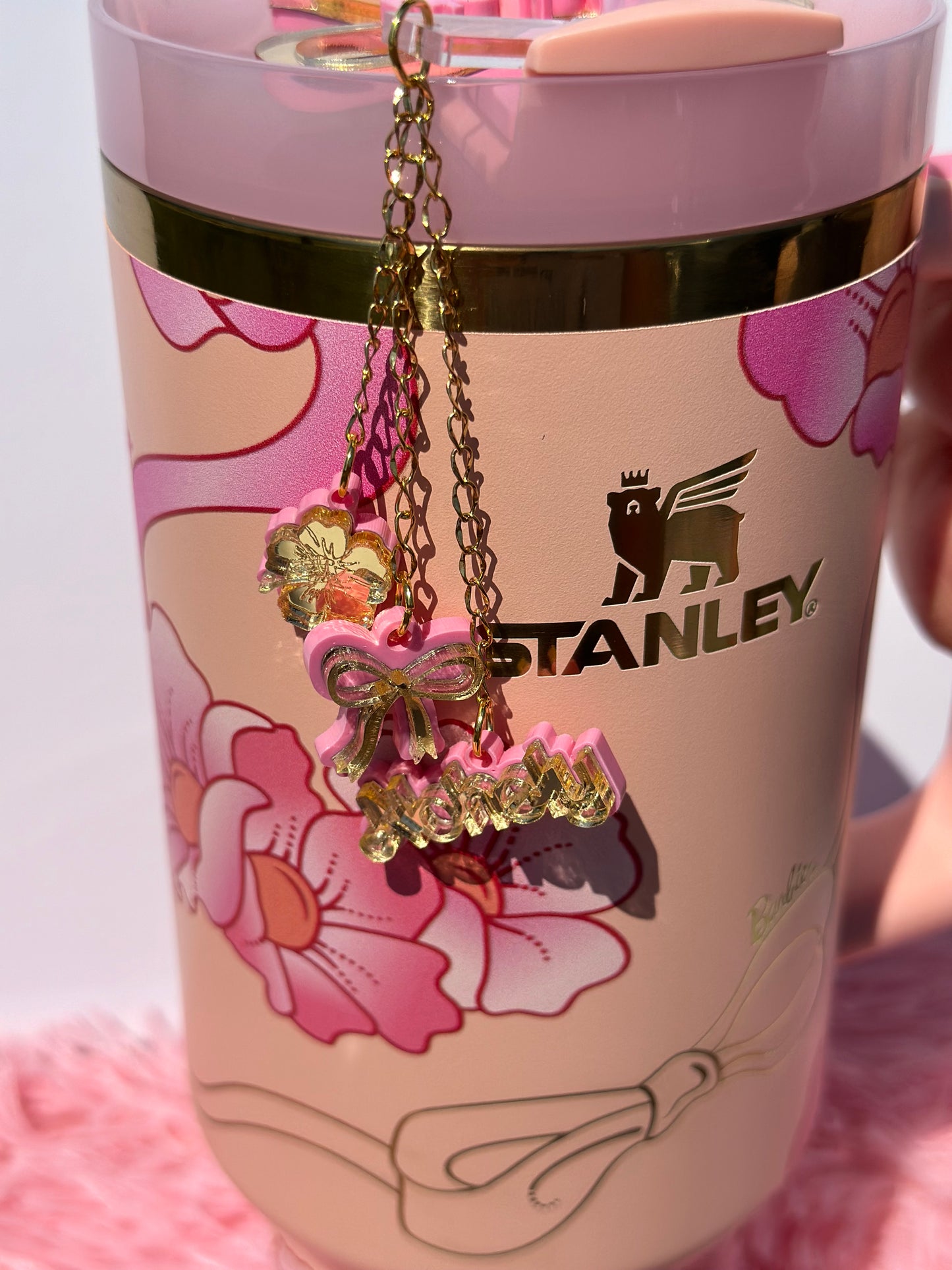Peach and Cream Barbie |Stanley inspired Topper and Charm set