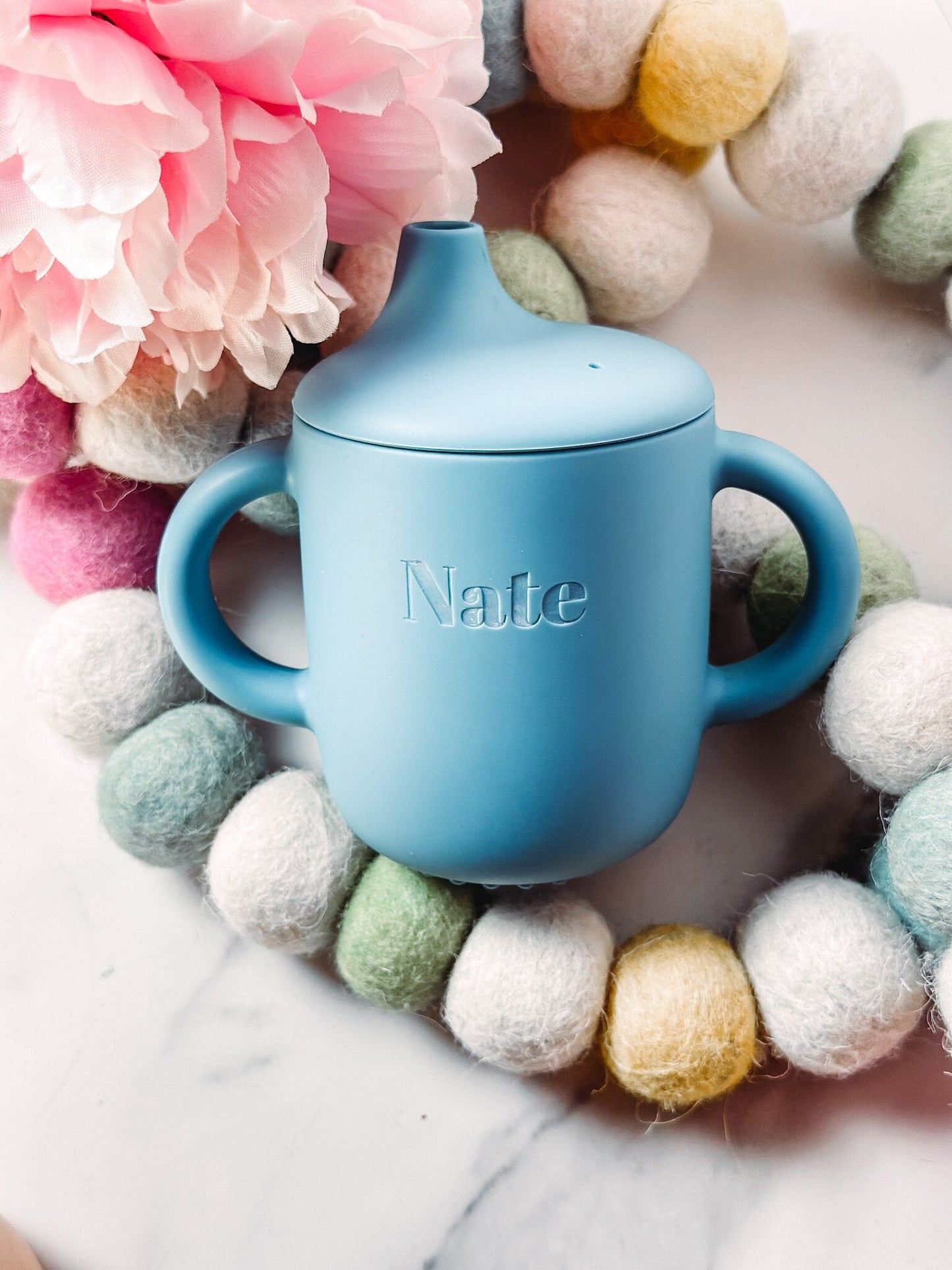 Baby Custom Name Silicone Straw Sippy Cup for Personalized Engraved Non-Spill 6+ Months Toddler Training Cup Custom Toddler silicone cup