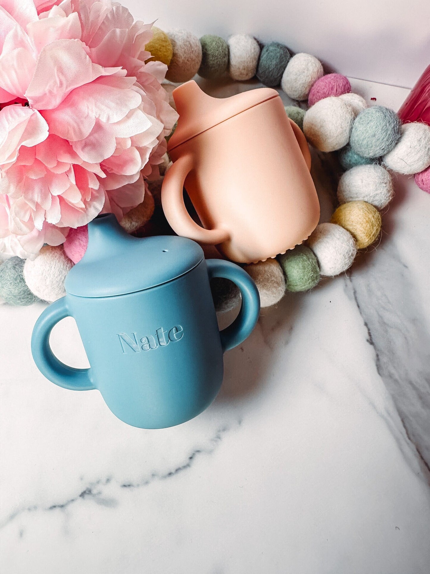 Baby Custom Name Silicone Straw Sippy Cup for Personalized Engraved Non-Spill 6+ Months Toddler Training Cup Custom Toddler silicone cup