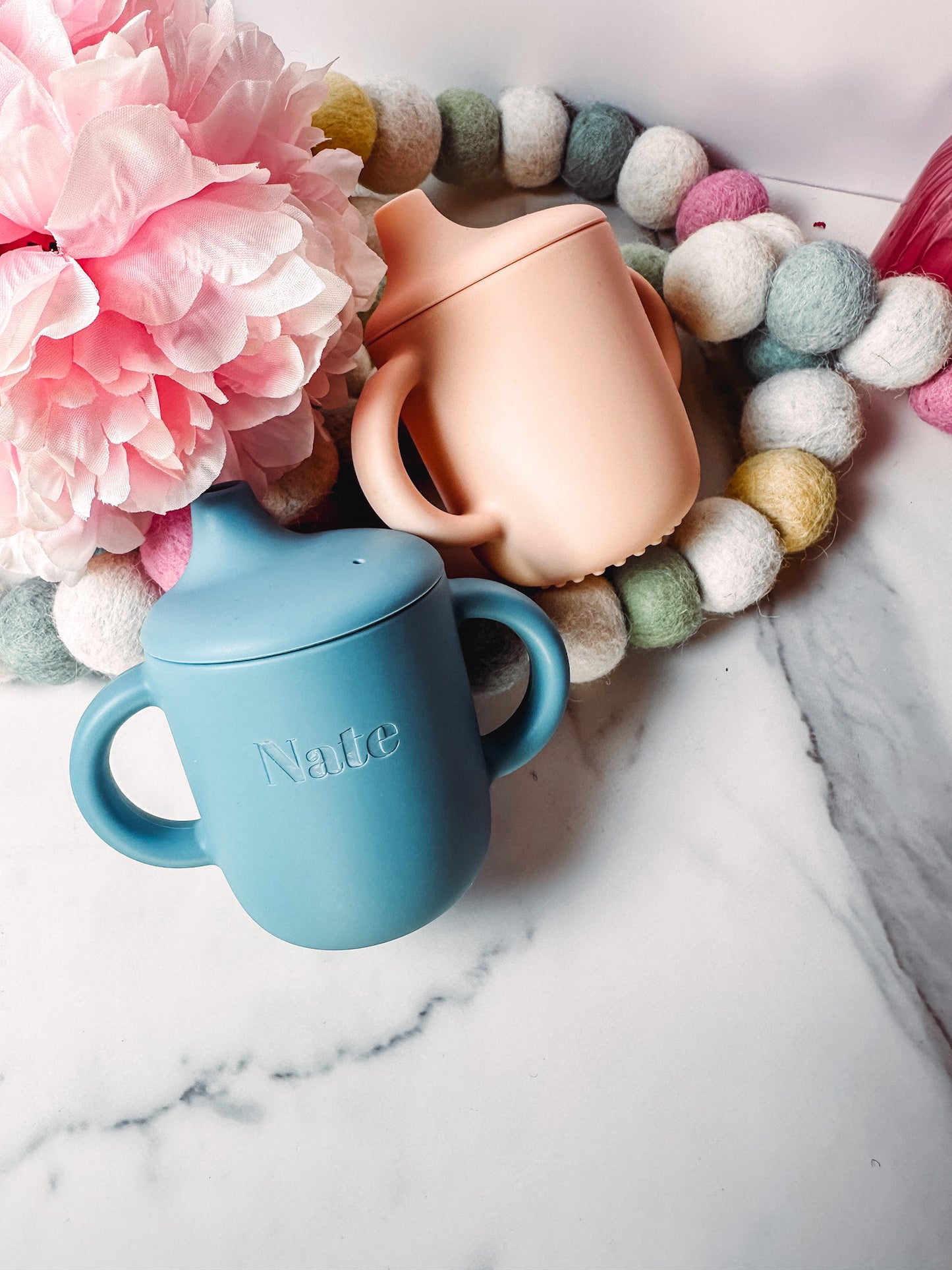 Baby Custom Name Silicone Straw Sippy Cup for Personalized Engraved Non-Spill 6+ Months Toddler Training Cup Custom Toddler silicone cup