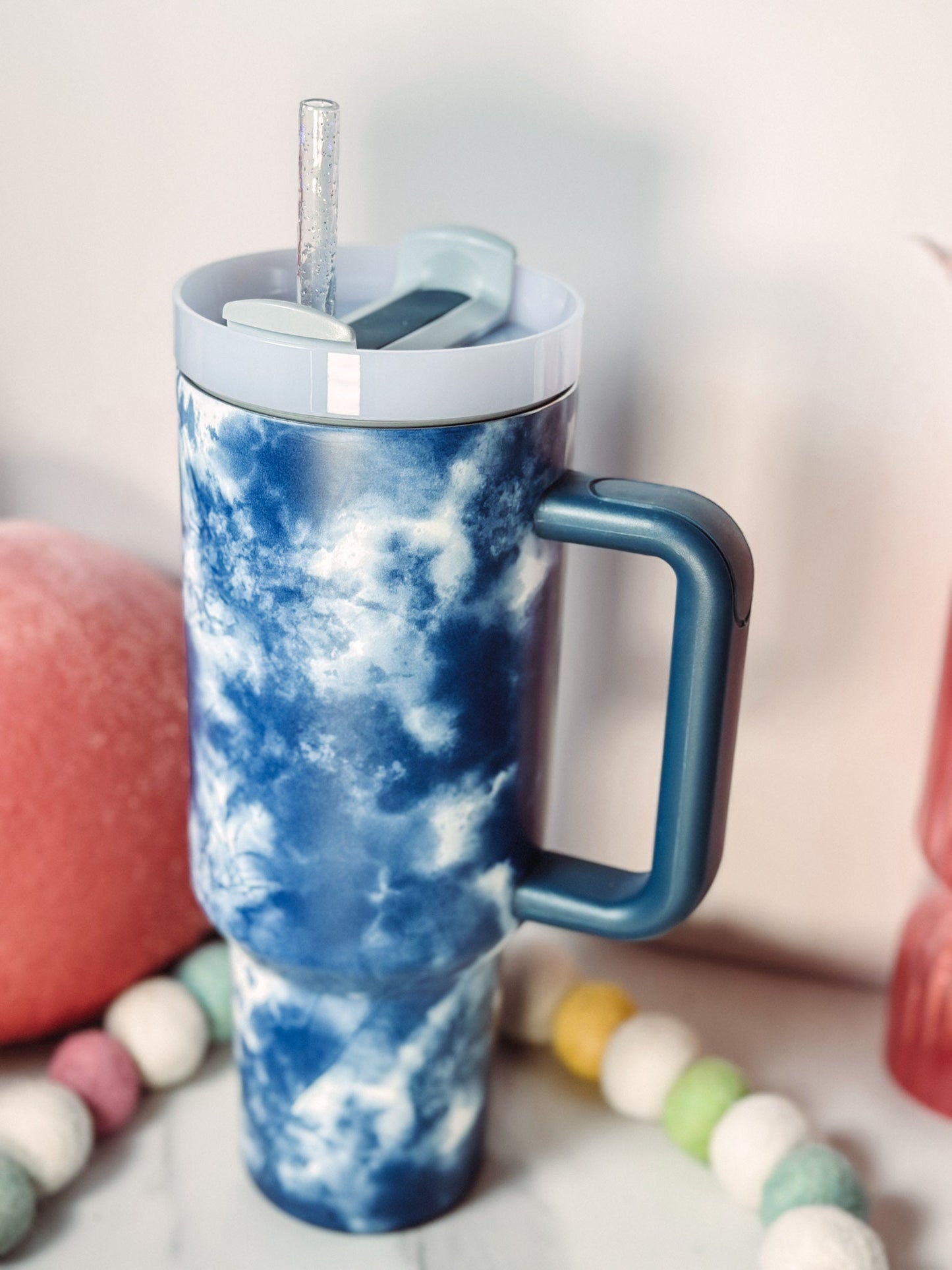 Personalized 40oz Tumbler w Handle Lid and Straw Stainless Steel Engraved Tumbler Personalized Gift for Her Stainless Steel Engraved Tumbler