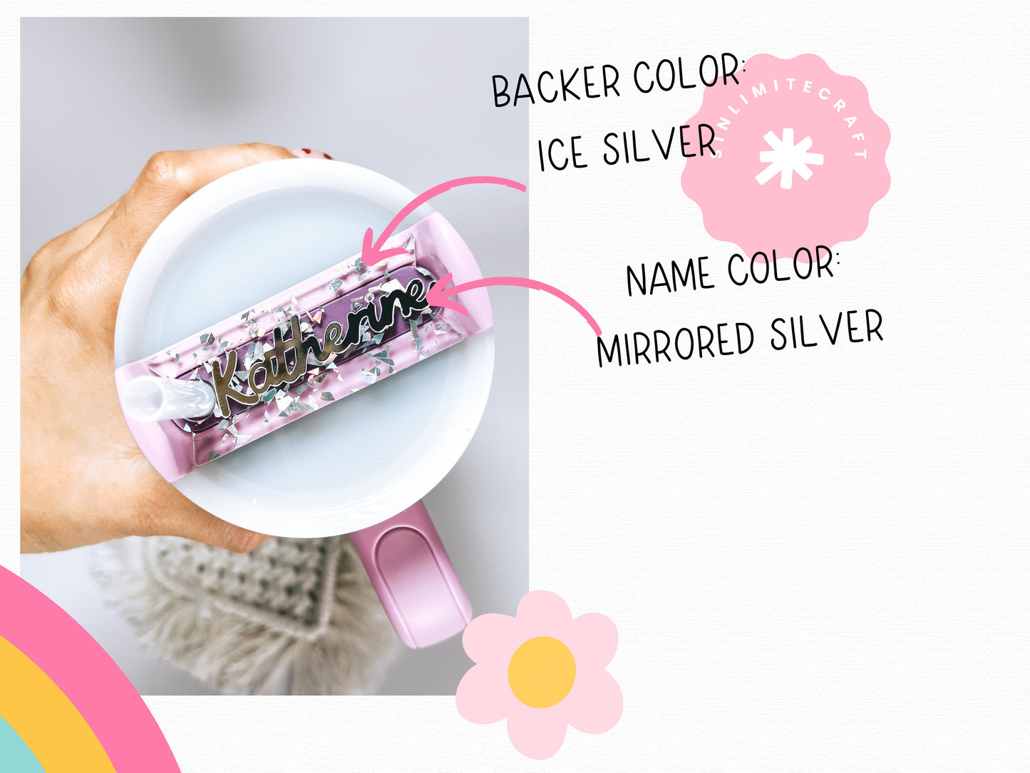 Stanley Quencher 2.0 Cup Name Plate 40oz Quencher H2.0 Tumbler  Custom ame Tag Personalized name plate for tumbler Custom Stanley Name Plate