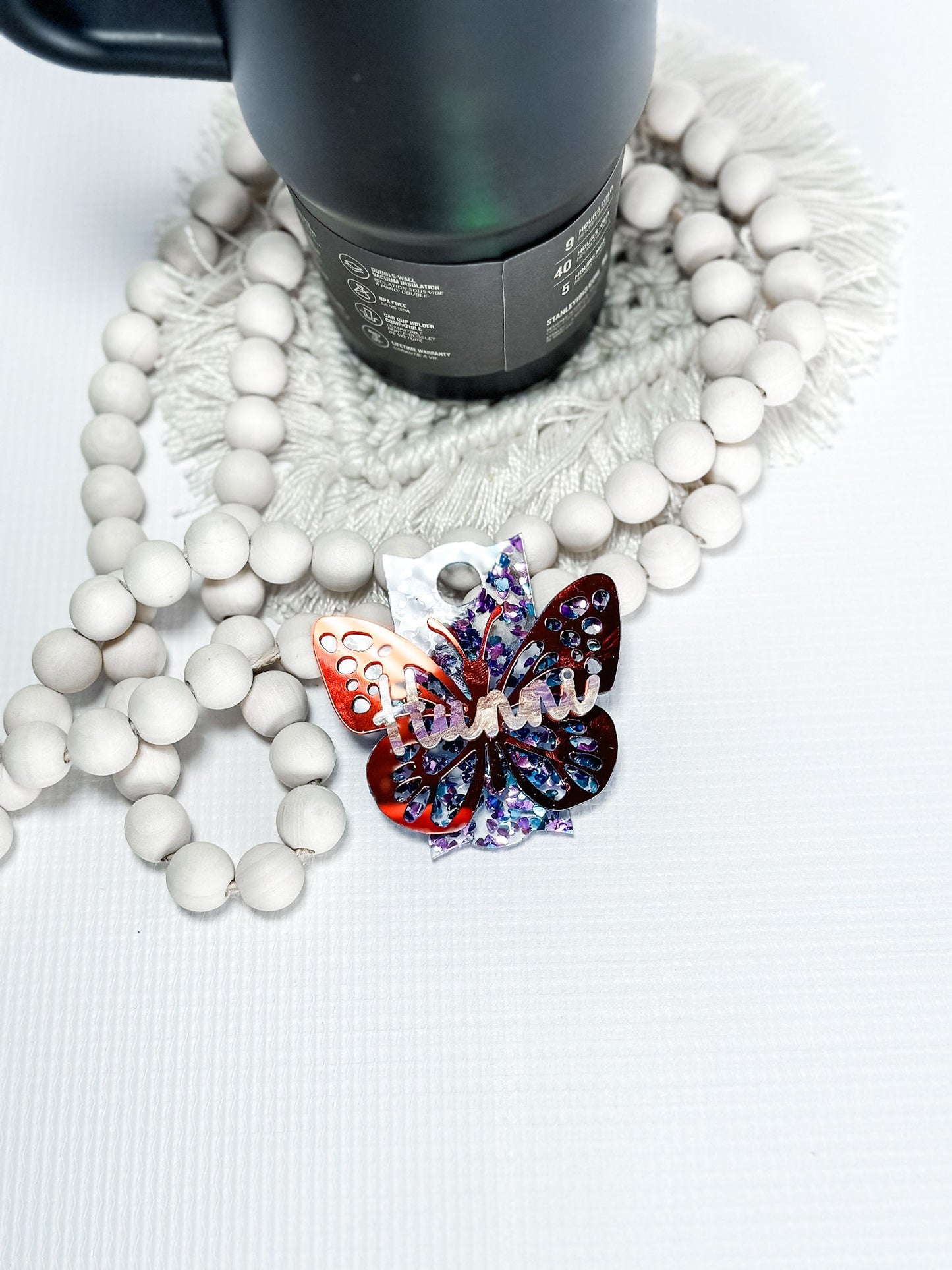 Butterfly Personalized Tumbler Plate Girly tumbler Name Tag Accessories Chroma Name Tumbler Tag H2.0 tumble Name Plates Gifts for mom