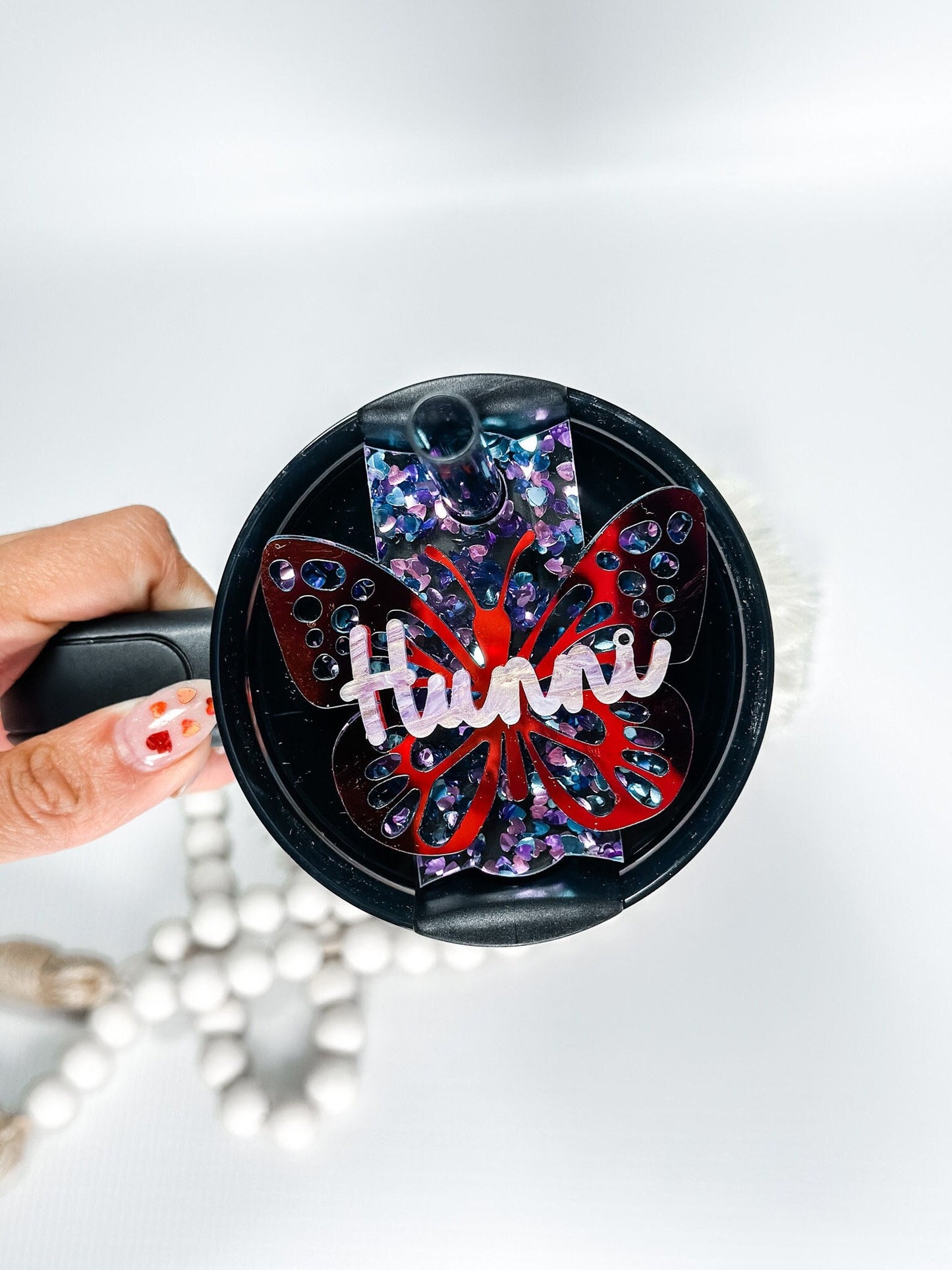 Butterfly Personalized Tumbler Plate Girly tumbler Name Tag Accessories Chroma Name Tumbler Tag H2.0 tumble Name Plates Gifts for mom