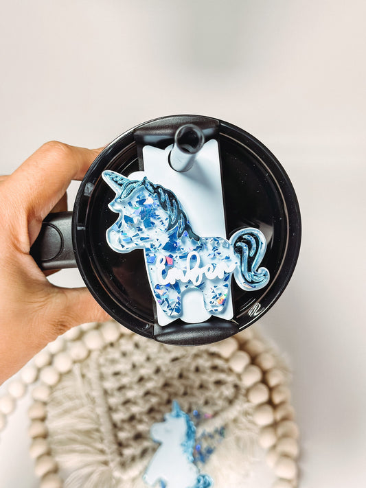 Personalized Tumbler Name Plate Tumbler Name Tag For Tumbler Unicorn name Plate Topper Quencher topper tumbler gift for kids