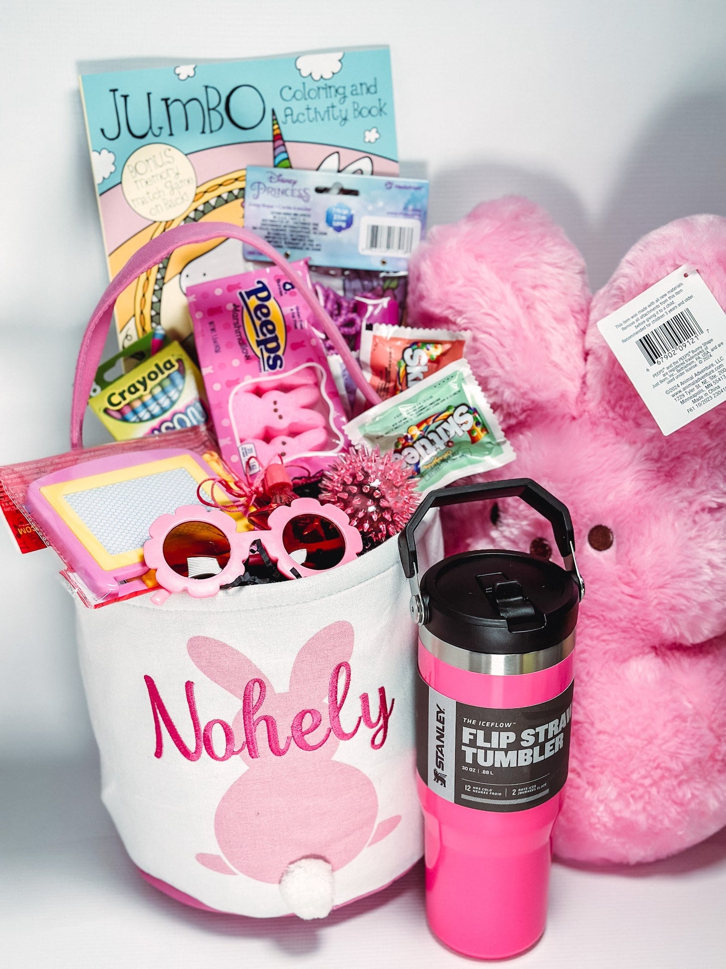 Personalized Easter basket Neon Pink Unreleased Eletric Pink Limited Edition Tumbler 30 oz Quencher Easter basket for kids Pre filled basket