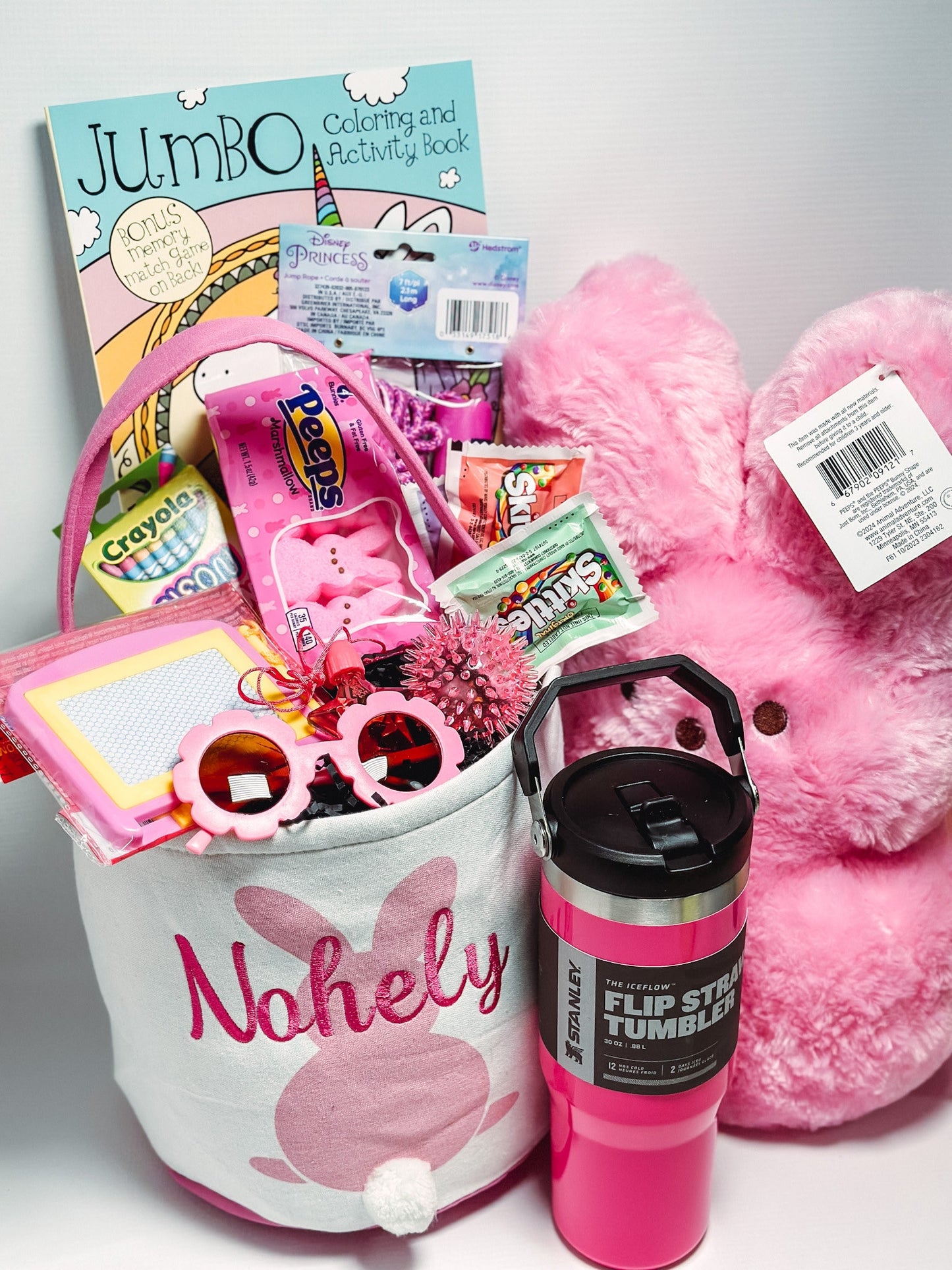 Personalized Easter basket Neon Pink Unreleased Eletric Pink Limited Edition Tumbler 30 oz Quencher Easter basket for kids Pre filled basket