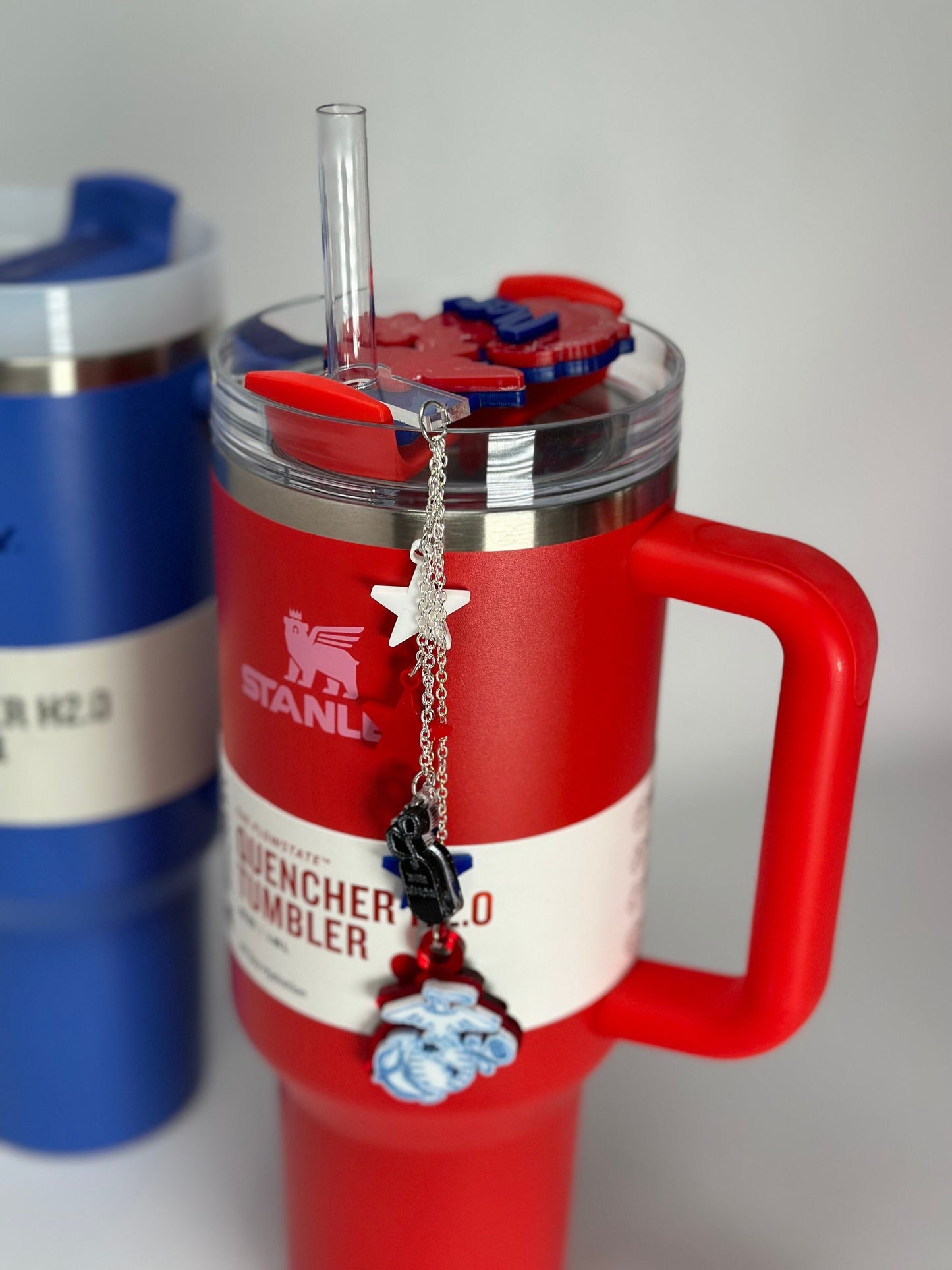 Personalized Tumbler Name Plate USMC Flag Stanley Name Tag For Topper Acrylic EGA Name Plate Quencher Name Tag Military wife Combo set