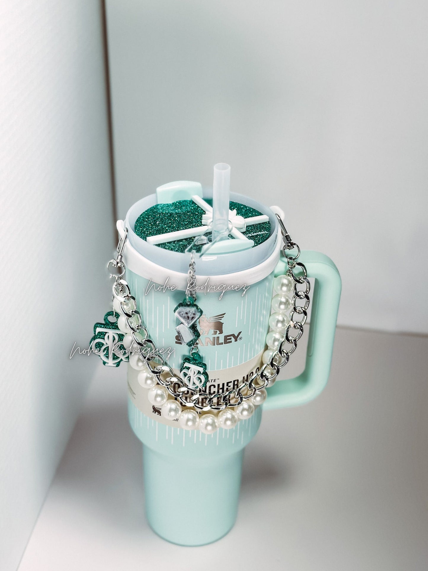Breakfast Blue bow topper Tumbler Name Tag H2.0 Tumbler Topper Tumbler custom Tumbler Tag Topper Teal bow White Bow Topper bow accessories