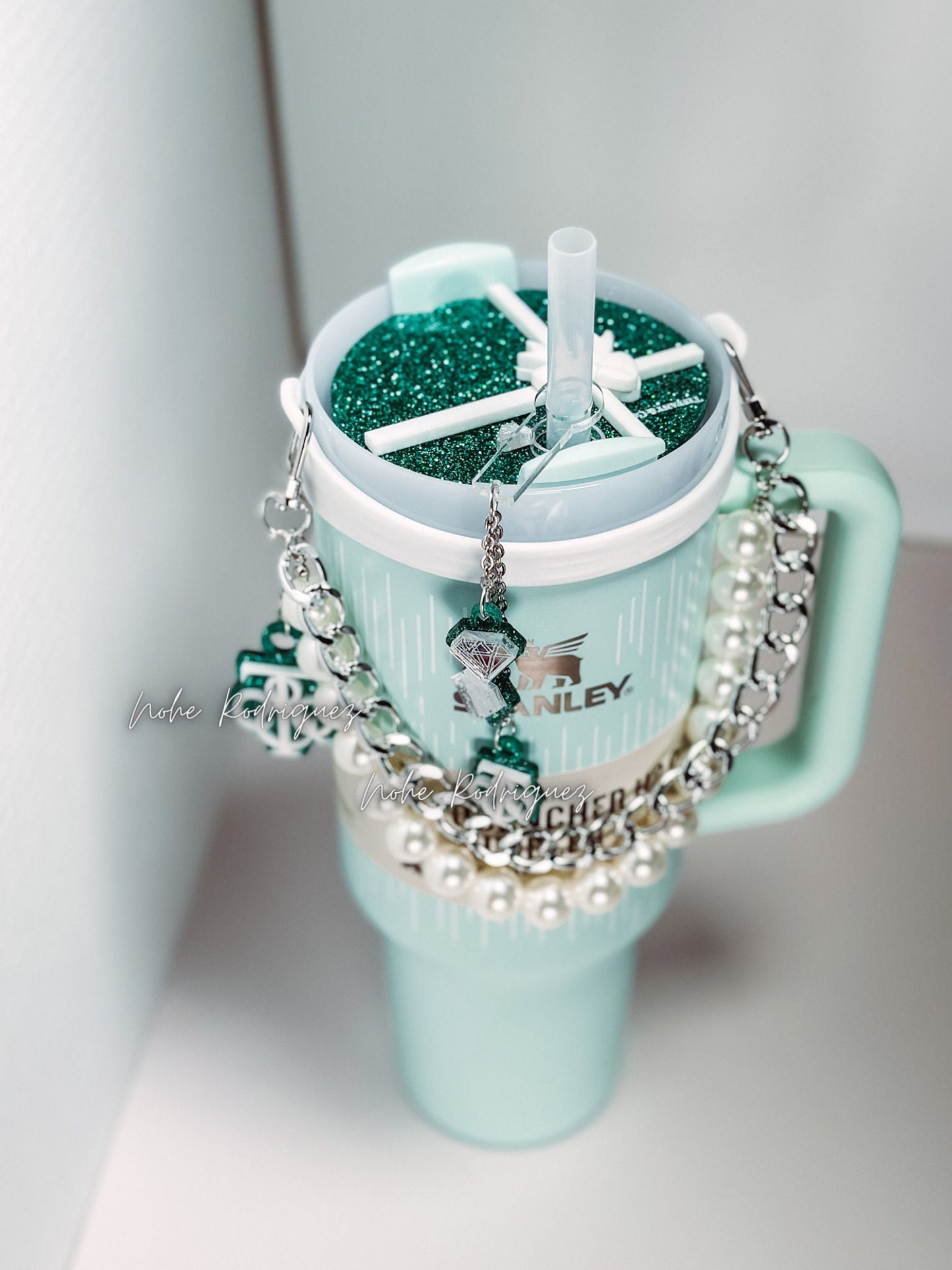 Breakfast Blue bow topper Tumbler Name Tag H2.0 Tumbler Topper Tumbler custom Tumbler Tag Topper Teal bow White Bow Topper bow accessories