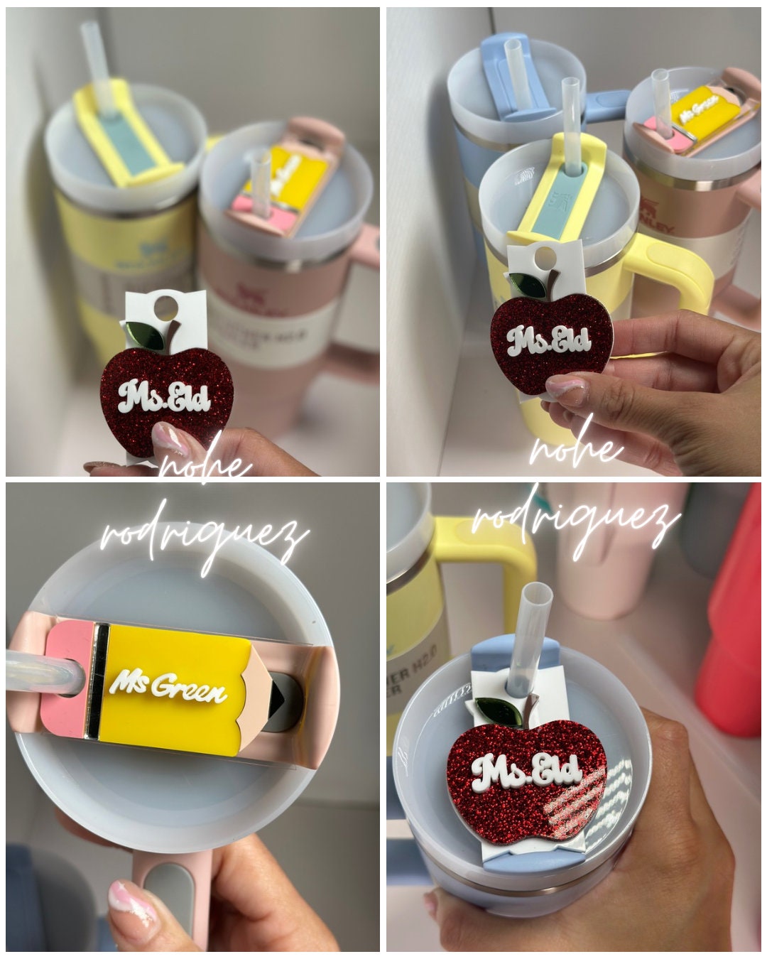 Teacher tumbler Topper Pencil Tumbler Teacher Name Plate Pencil Tumbler Name Tag Cup Accessories Teacher Gift Teacher Appreciation Charms