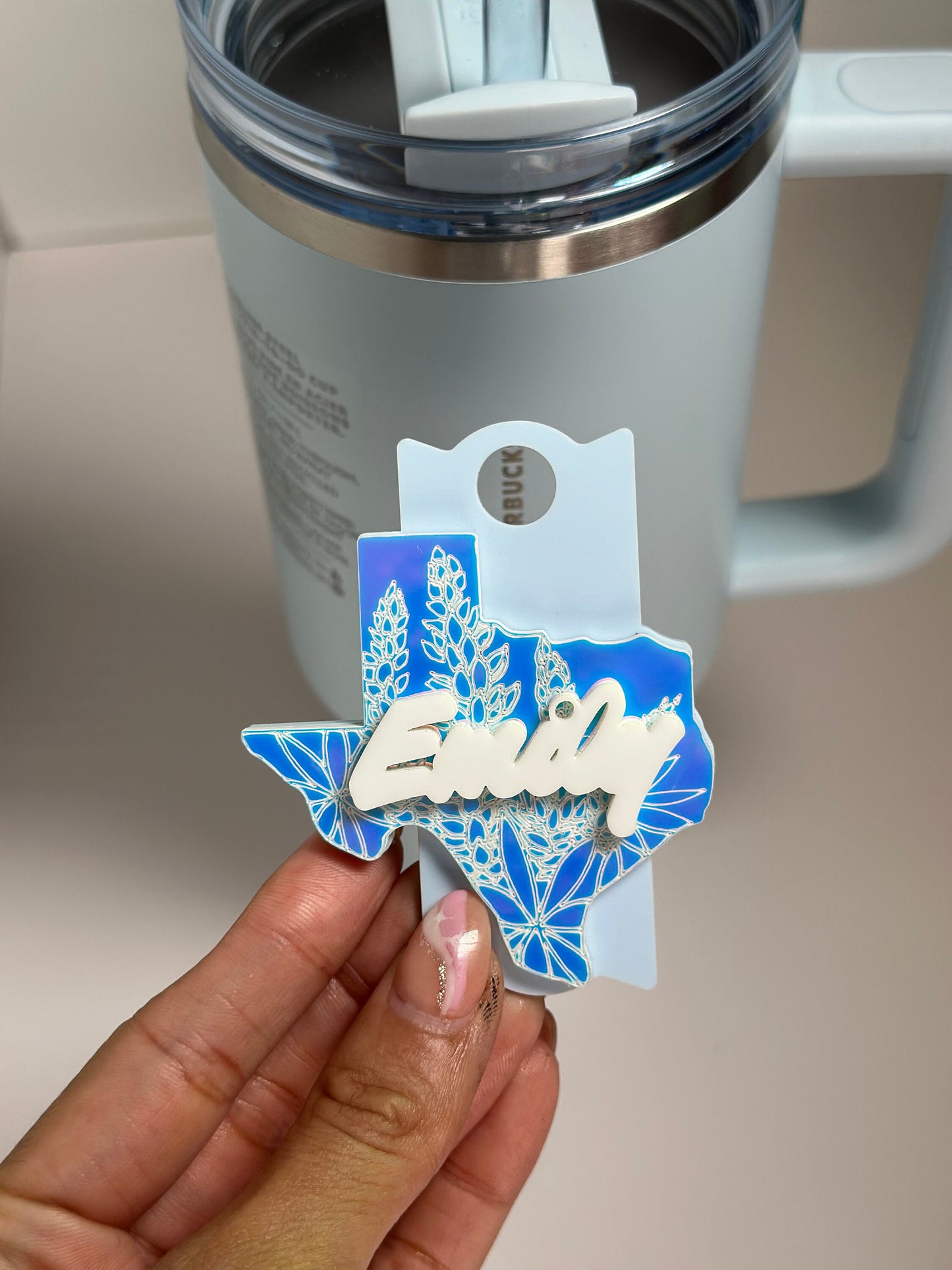 Texas Tumbler Topper Texas Lone Star State Tumbler Topperr Name Plate Tumbler For Tumbler Blue bonnet Flower tumbler Accessories