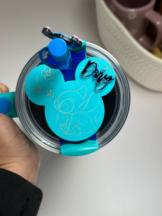 Personalized Name Plate for Tumbler Custom Tumbler Topper tumbler 30oz 40oz Lids H2.0 Alien Blue  name tag Blue Alien Tumbler Name Plate