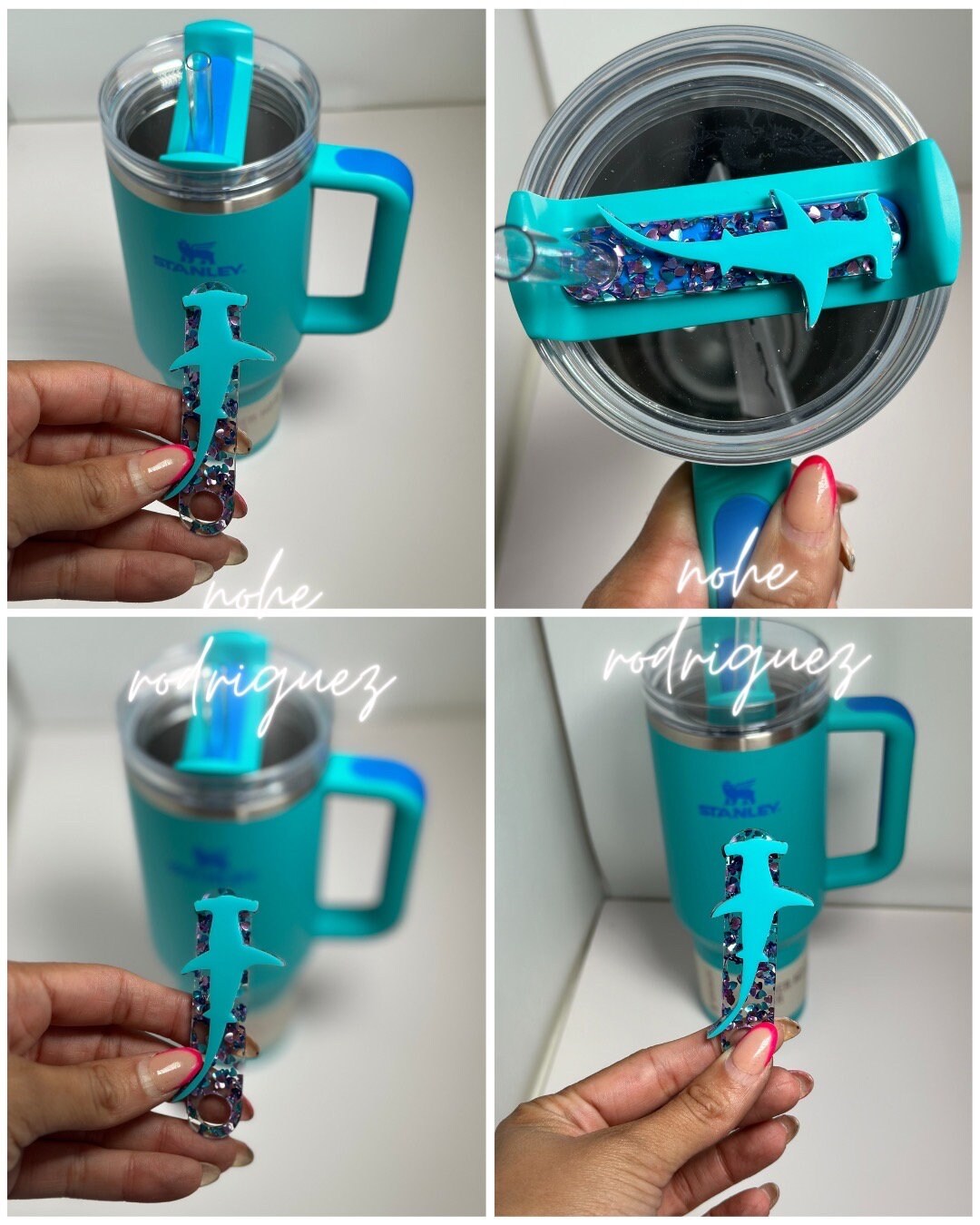 Personalized Tumbler Plate shark Name Tag Accessory Custom Tumbler Name Tag Tumbler Topper Name Plate beach theme tumbler gift for her