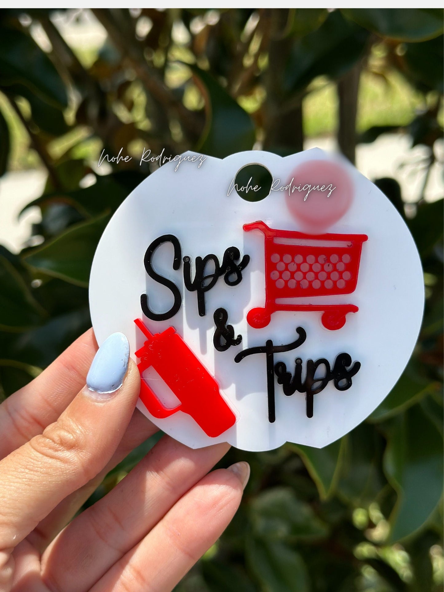 Sips & Trips Tumbler Topper and Charms Set Custom Tumbler Accessories | Stanley Tumbler Charm Set Shopping and Sipping Theme shopper lover