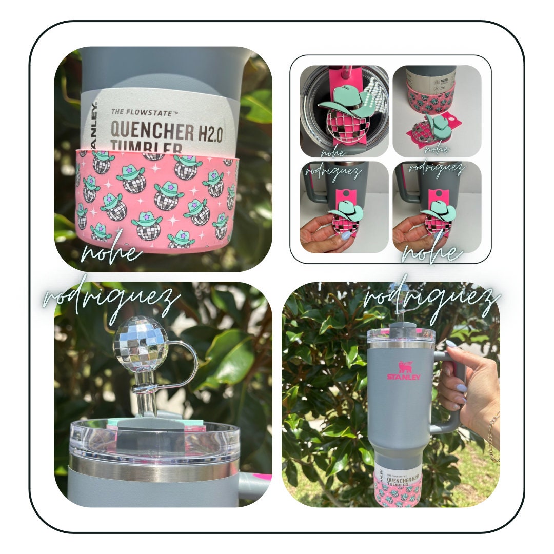Cowboy Hat Disco Ball Tumbler Topper  Western Theme Tumbler Accessories  Stanley Tumbler Topper Pink and Mint Cowgirl Hat Set tumbler topper