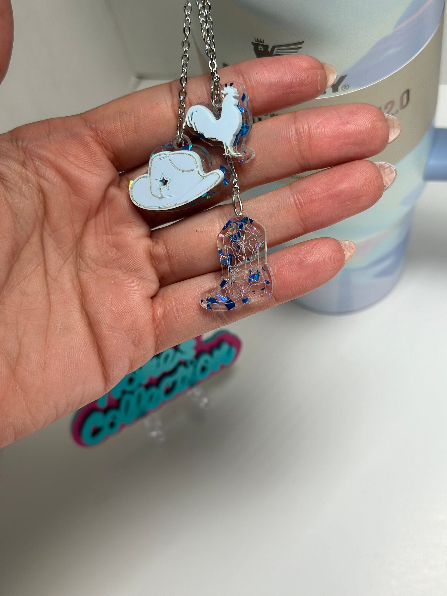 Chicken Topper Name Plate Tag for Your Tumbler Quirky Accessory Customize and Personalized western topper Rooster set chicken charms