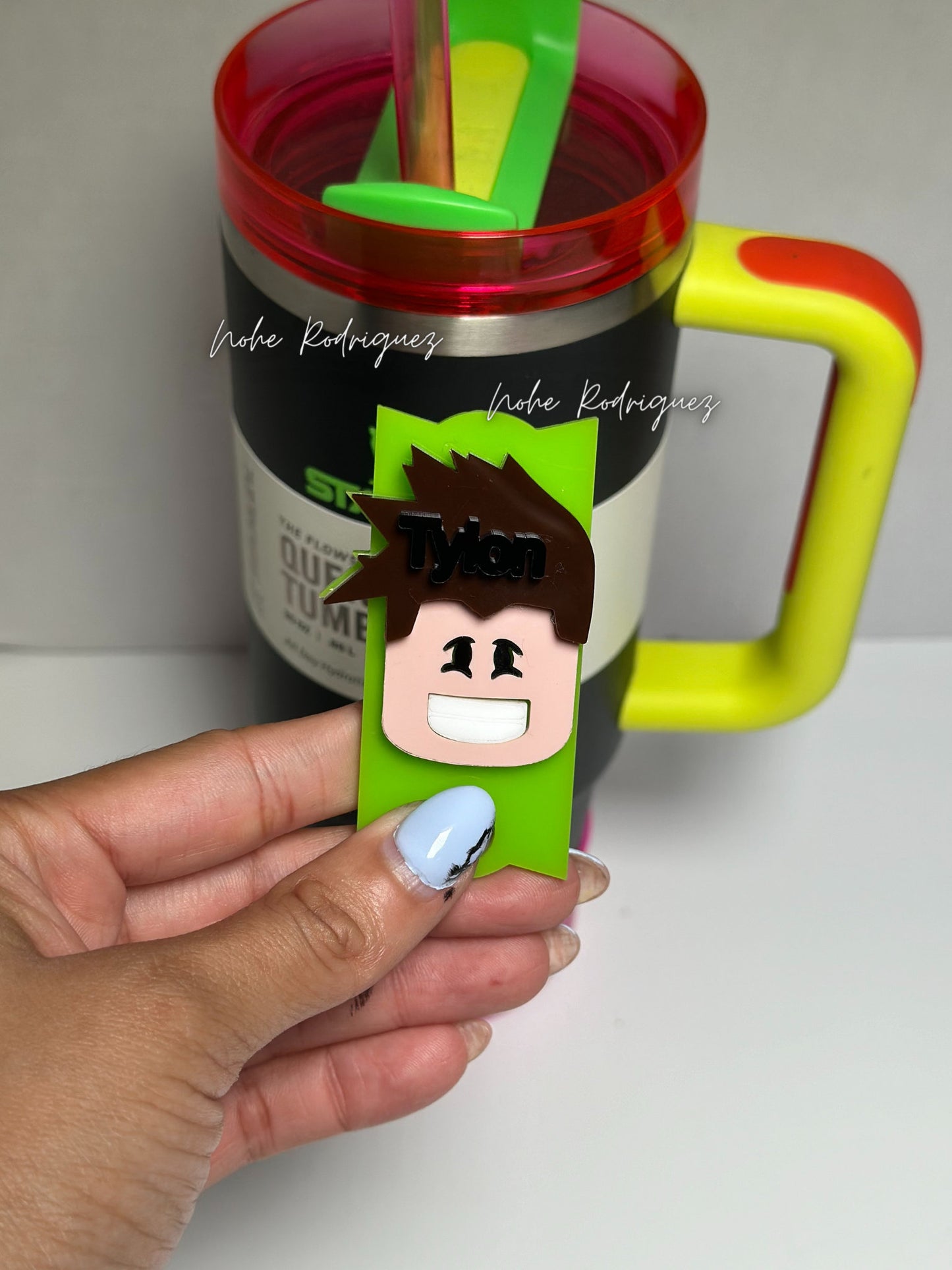 Gamer Inspired Tumbler Name Plate & Tag  Custom Name Tumbler Accessories Personalized Roblox Tumbler Charm Set kid name plate tumbler topper