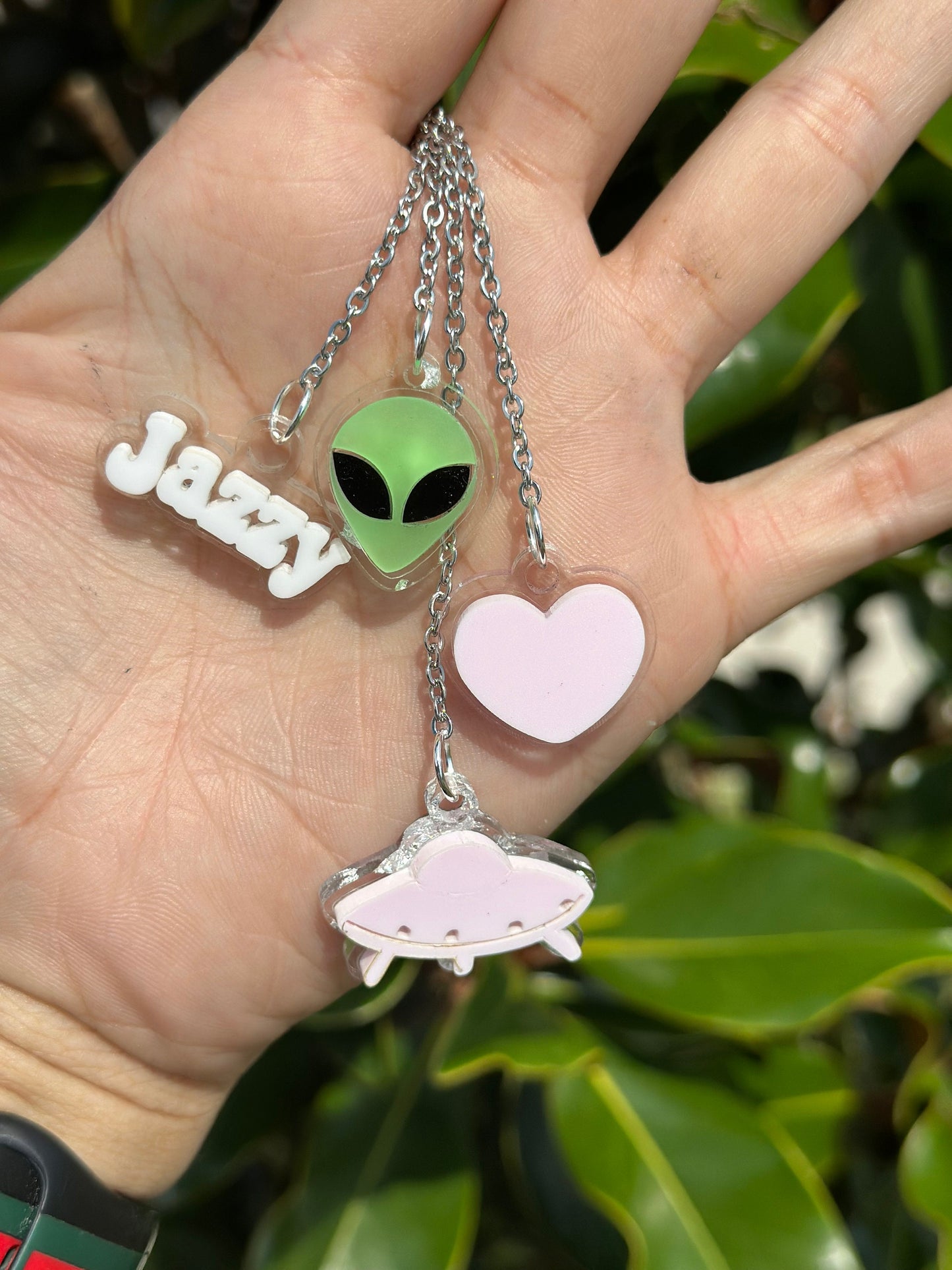 Personalized Name Tag Alien Tumbler Topper and Charms alien name tag glow in the dark Name plate topper alien topper & charm glow in dark