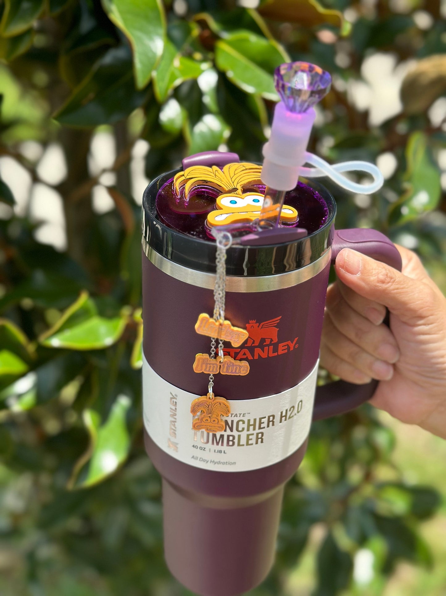 Troll anxiety tumbler tag accessory set feeling Name Tag for Tumbler Lid Tumbler Name Plate Nameplate straw charm gift feeling topper