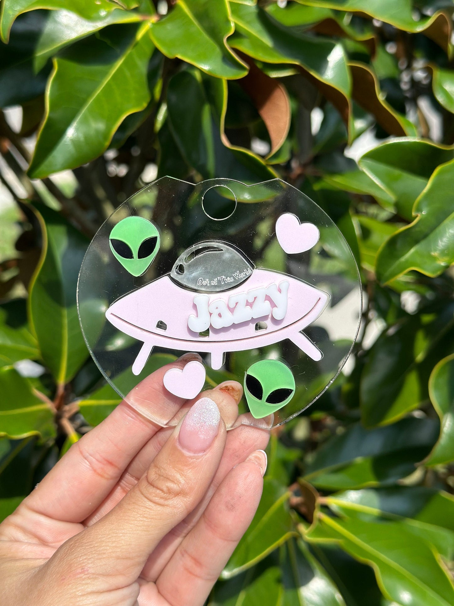Personalized Name Tag Alien Tumbler Topper and Charms alien name tag glow in the dark Name plate topper alien topper & charm glow in dark