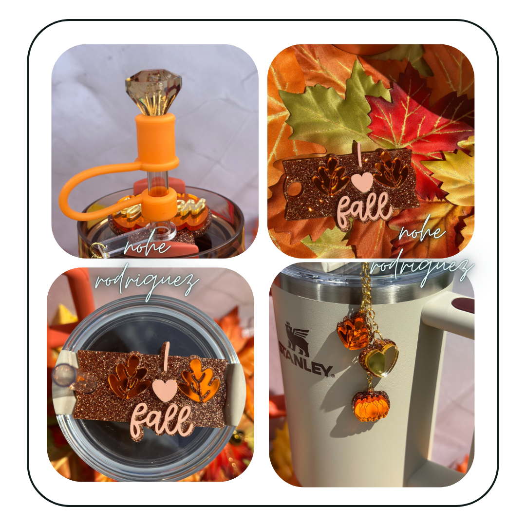 I Love Fall Tumbler Lid Topper Charms  or Set 🎃