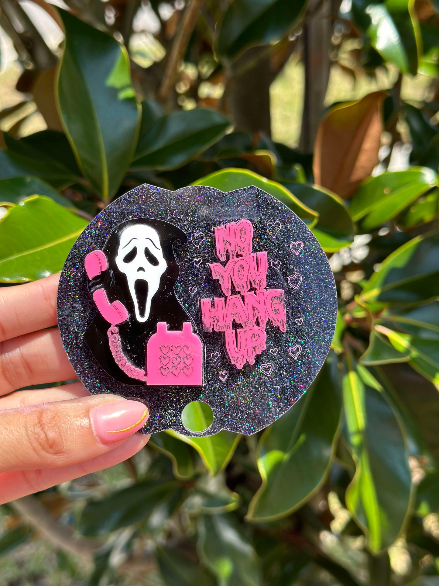 Spooky Tumbler H2.0 Cup Topper | Fits 40oz | 30oz | 20oz Tumblers | "No You Hang Up" Scream Design | Tumbler Cup Accessories