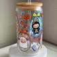 🎃 Spooky Bunny Halloween Cup – Labubu-Inspired 16 oz Glass Tumbler w/ Bamboo Lid & Straw
