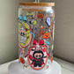 🎃 Spooky Bunny Halloween Cup – Labubu-Inspired 16 oz Glass Tumbler w/ Bamboo Lid & Straw