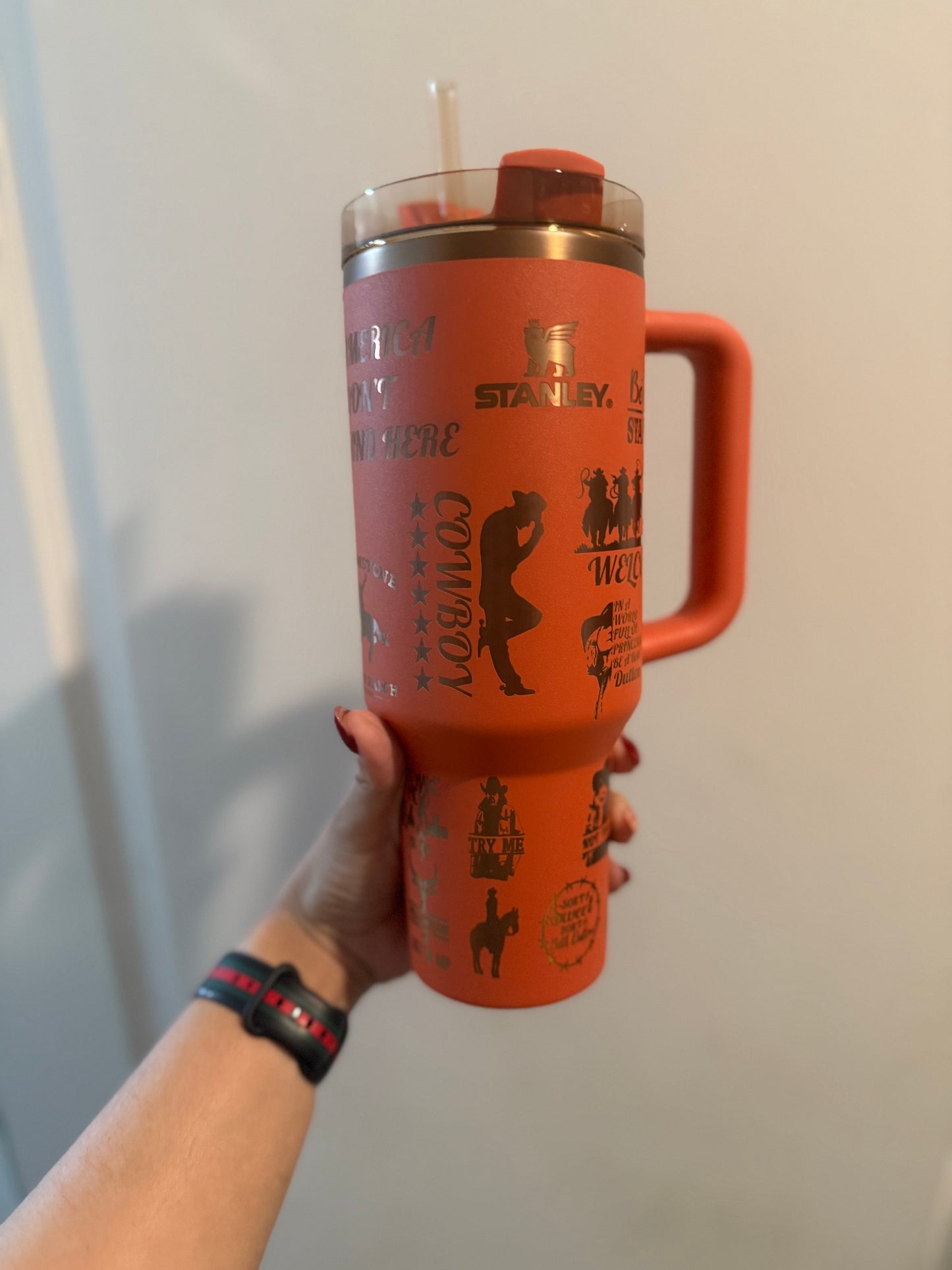 Yellowstone-Inspired Engraved Stanley Tumbler with Accessories