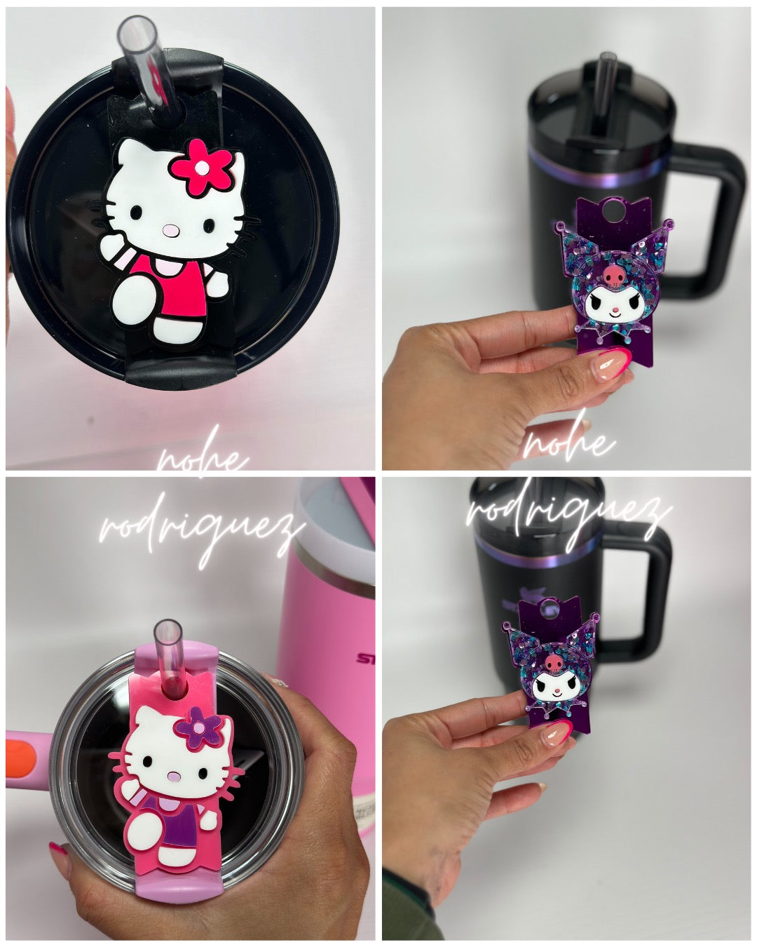 Kawaii friend kitty Quencher H2.0 name tag plate Topper 40oz Stanley name tage tumbler name plate hKitty tumbler topper Tumbler Lid Topper