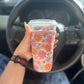 Soft Girl Coffee Cozy Sleeve | Reusable Iced & Hot Cup Holder for 16–22oz | Floral Print | Eco-Friendly Gift for Book Lovers Coffee Queens
