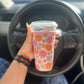 Soft Girl Coffee Cozy Sleeve | Reusable Iced & Hot Cup Holder for 16–22oz | Floral Print | Eco-Friendly Gift for Book Lovers Coffee Queens