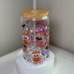 Spooky Pink Bow BuBu Monster Glass Cup – 16 oz Halloween Iced Coffee Tumbler Inspired by Labubu Style