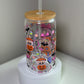 Spooky Pink Bow BuBu Monster Glass Cup – 16 oz Halloween Iced Coffee Tumbler Inspired by Labubu Style