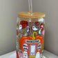 🎃 Spooky Bookstore Glass Cup – Fall Vibes + Ghostie Cuties (16 oz)