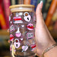 Slow Burn Bookish Glass Cup – 16oz Glass Can with Straw + Bamboo Lid | Romance Reader Gift