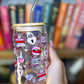 Slow Burn Bookish Glass Cup – 16oz Glass Can with Straw + Bamboo Lid | Romance Reader Gift