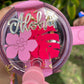 Pink Aloha Tropical Flower Tumbler Topper Hibiscus Flower Tag Personalized Flower Topper Tumbler Name Plate Topper Personalized Tumbler Accessory Pink Parade