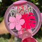 Pink Aloha Tropical Flower Tumbler Topper Hibiscus Flower Tag Personalized Flower Topper Tumbler Name Plate Topper Personalized Tumbler Accessory Pink Parade