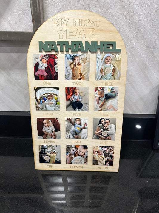 My 1st year Custom Photo Board My First Year Photo Board One Year Photo Board 1st Birthday Board  Deco First Birthday 12 Months Photo Banner