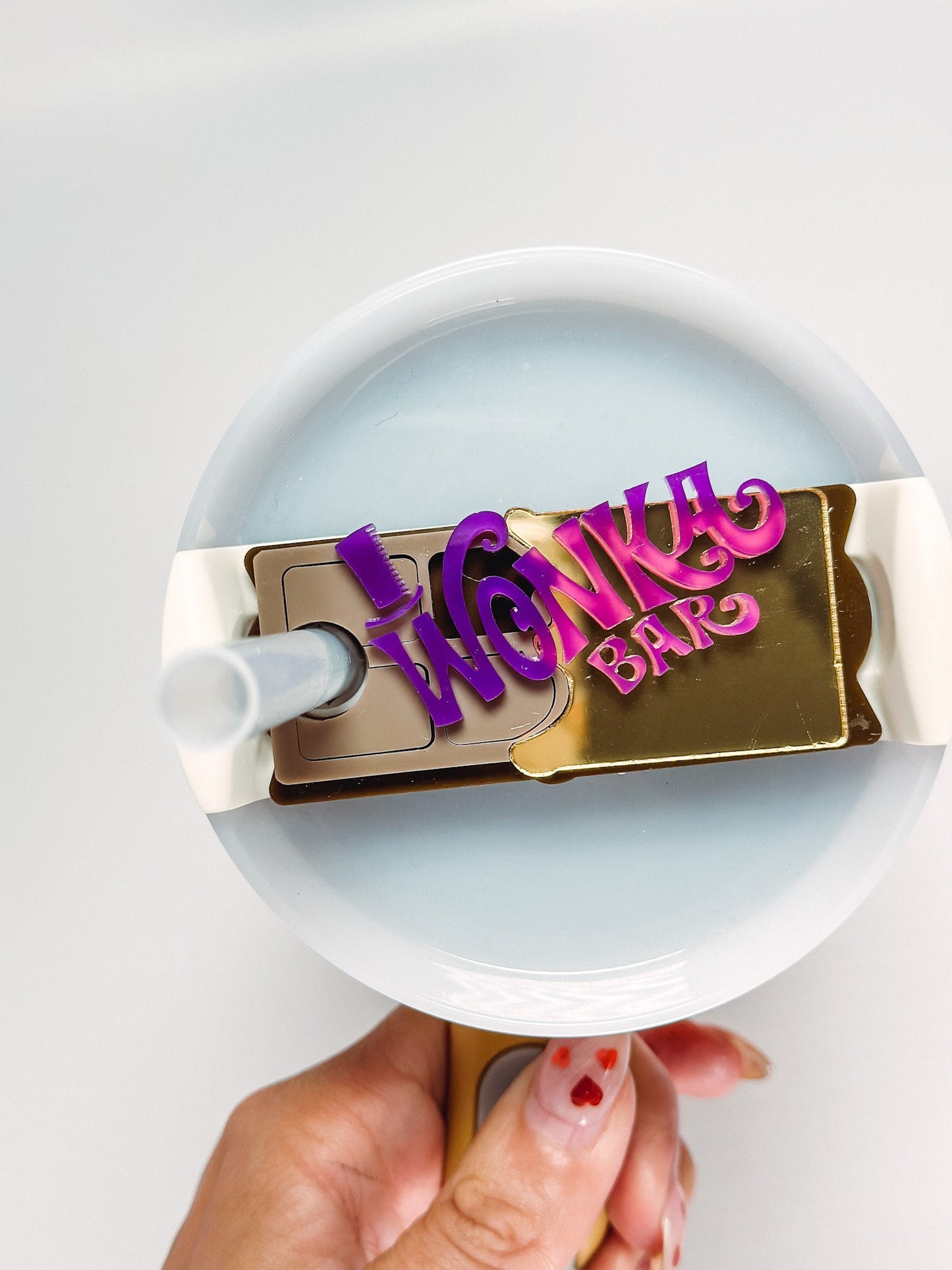 Chocolate Golden ticket topper for Tumbler Personalized Chocolate Gold Tumbler Topper Tumbler Name Tag Chocolate bar topper for tumbler