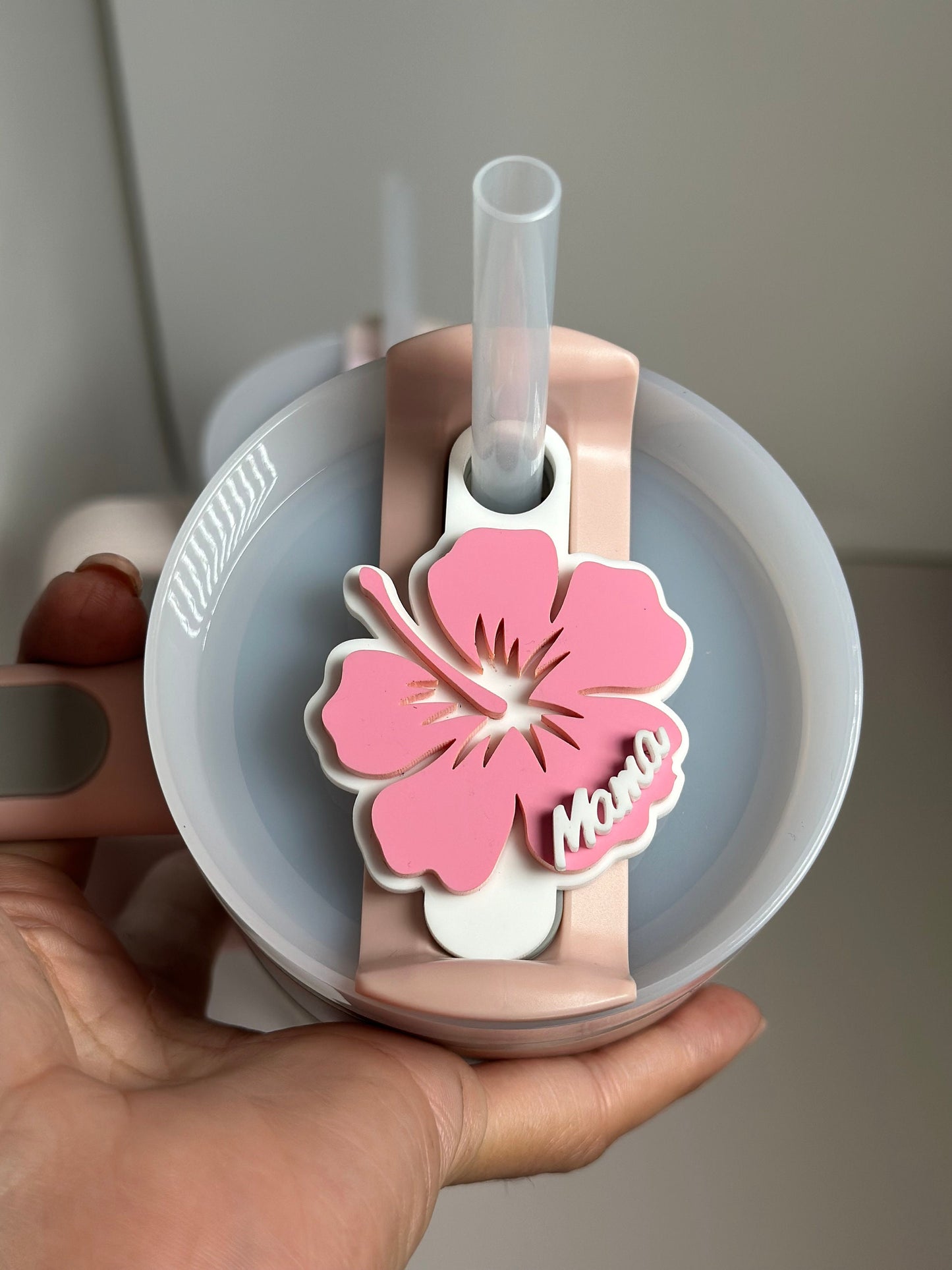 Hibiscus Flower tumbler Cup Accessory Tropical Flower tumbler Gifts Tumbler Topper tumbler Cup Name Plate Quencher Name Tag gift for mama